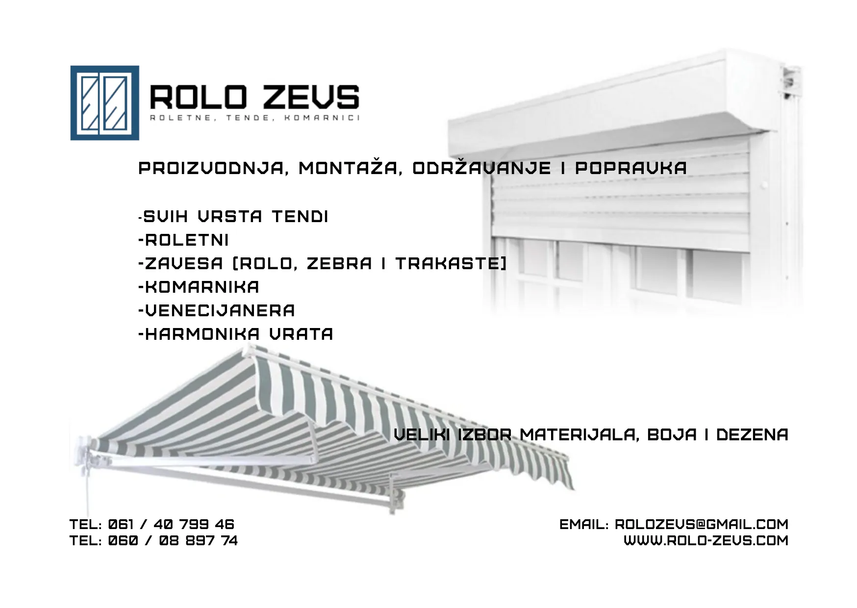 Rolo Zevs flajer sa proizvodima